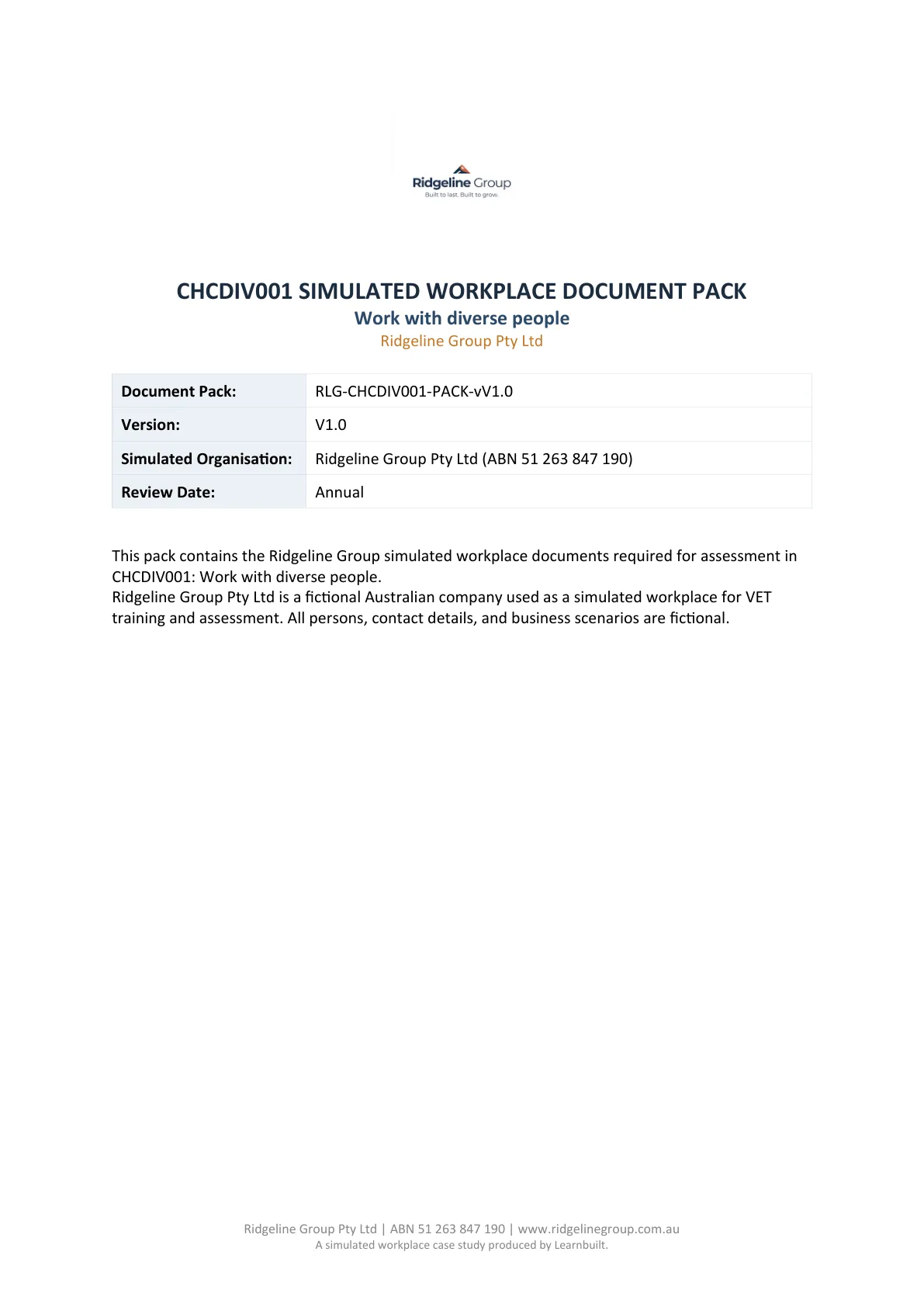 Simulated workplace document page