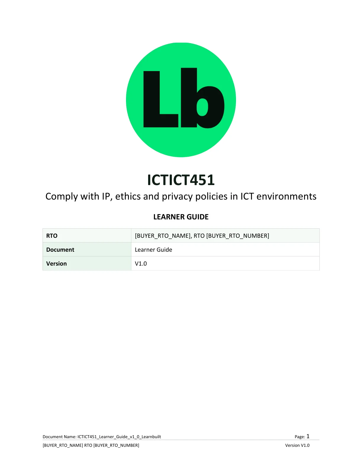 ICTICT451 learner guide cover